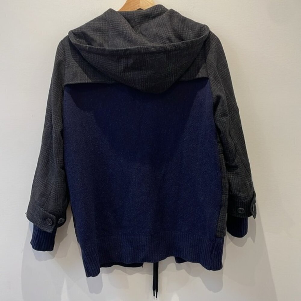 See By Chloe Utility Blazer Jacket Check Hood Knit Wool Varsity Black Navy 4 - Picture 4 of 14
